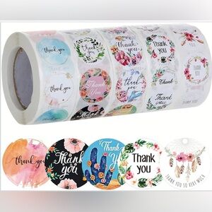 Thank You Sticker Roll with Floral Designs (1 Random Roll)